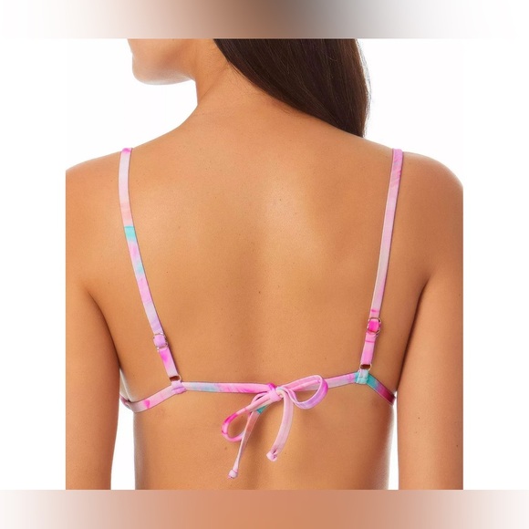 NWT California Waves Pink Cinch-Front Strappy Bikini Top - Picture 2 of 7